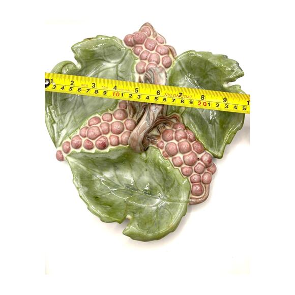 Vintage Arnels Grapes Vines Leaves Ceramic Serving Dish with Handle Hand Painted - Picture 7 of 8